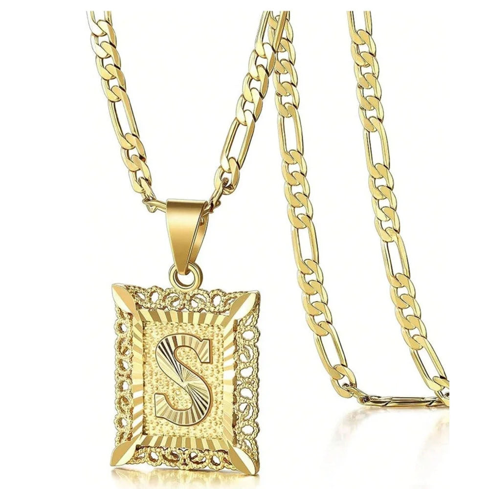 Square Letter Pendant Necklace