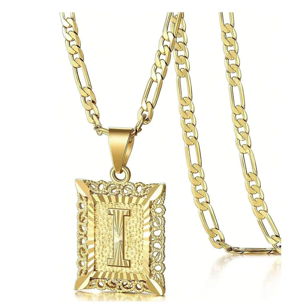 Square Letter Pendant Necklace