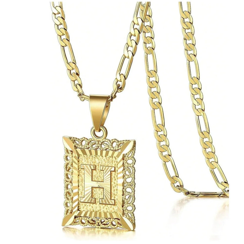 Square Letter Pendant Necklace