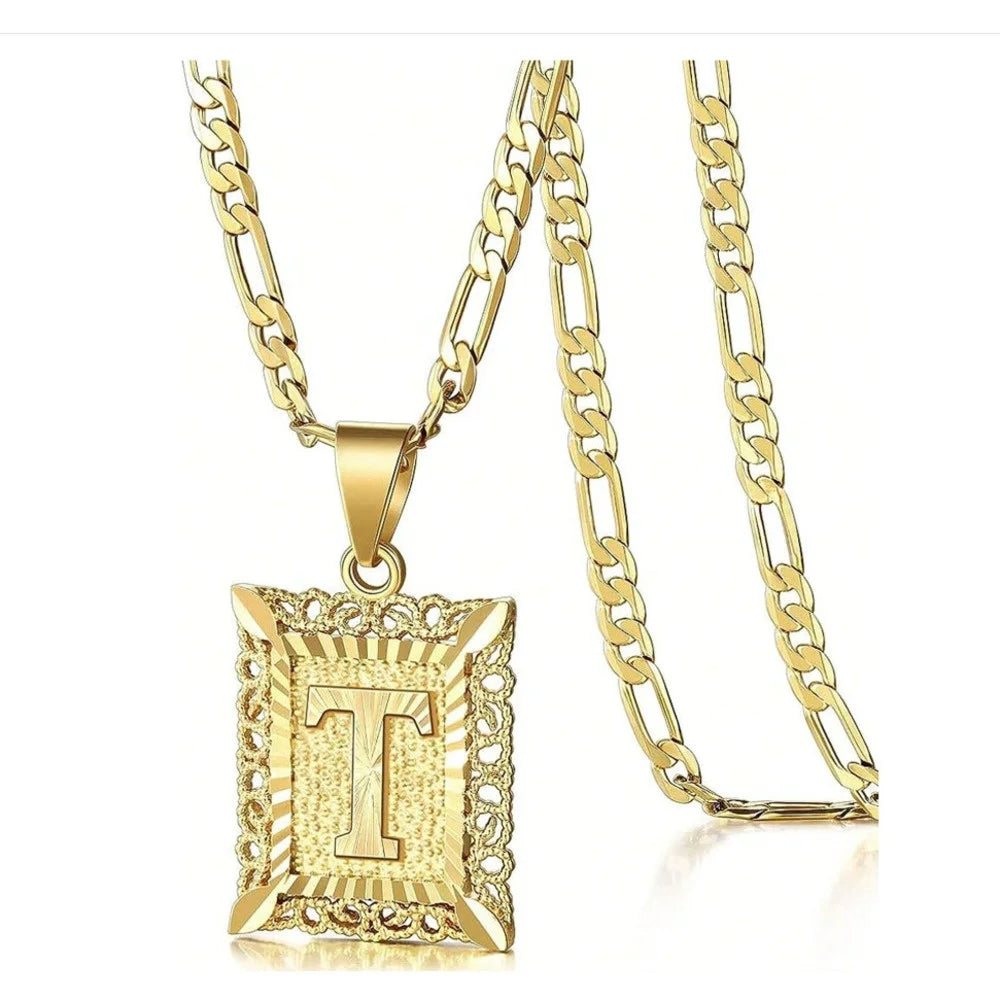 Square Letter Pendant Necklace