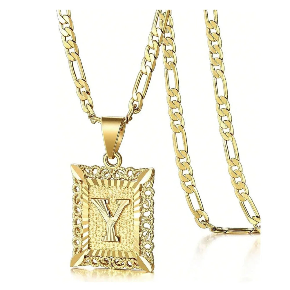 Square Letter Pendant Necklace