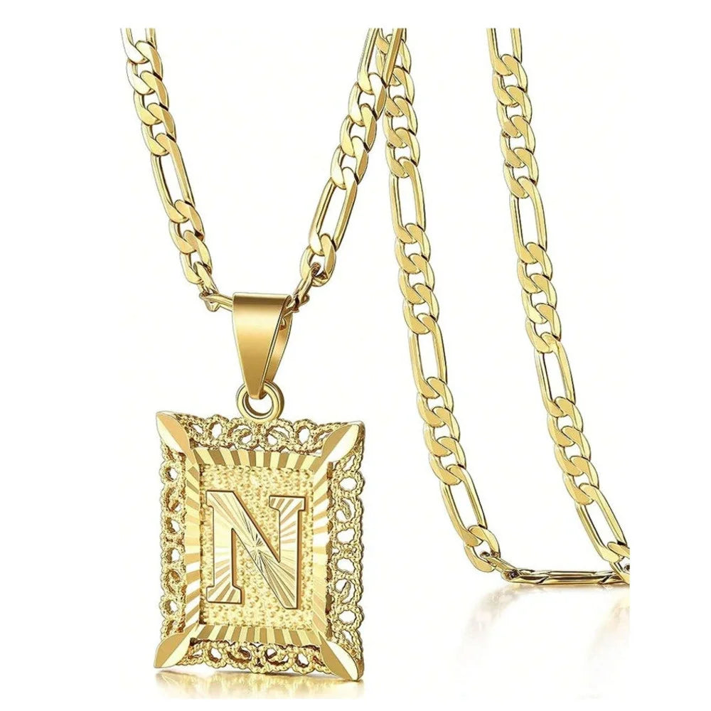 Square Letter Pendant Necklace