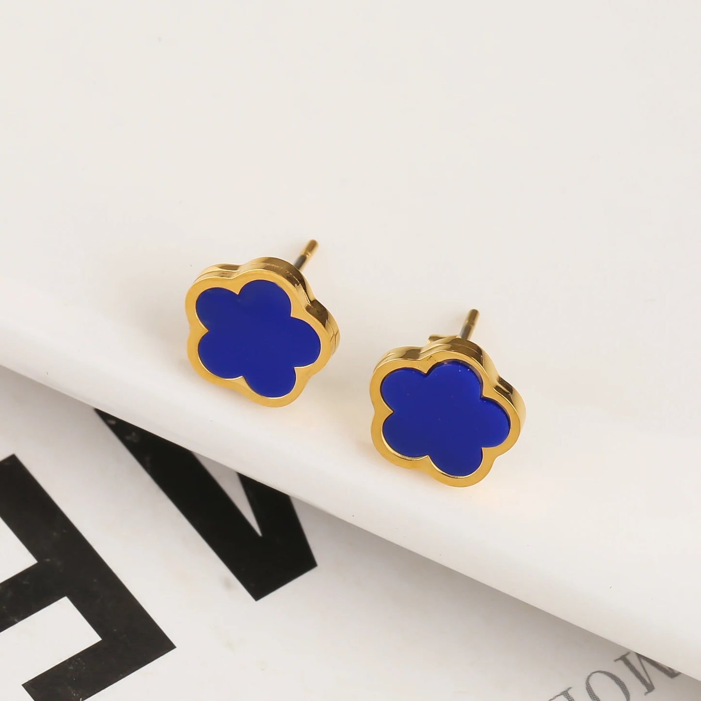Five Leaf Flower Pendant Earrings