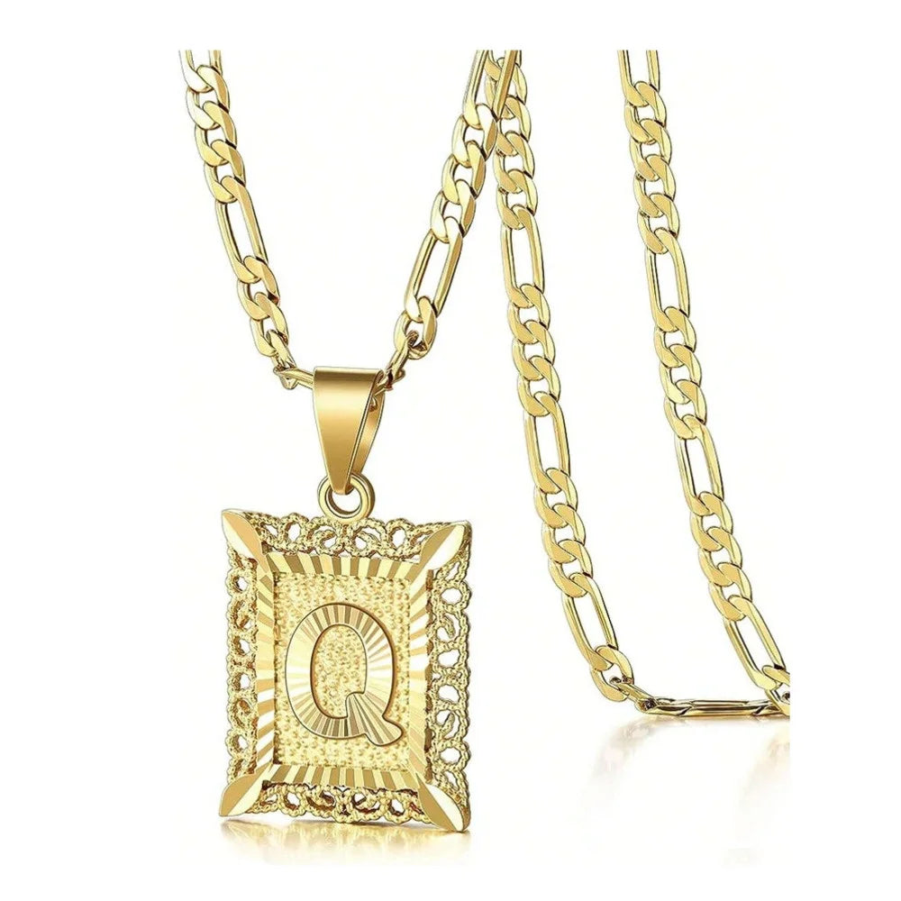 Square Letter Pendant Necklace