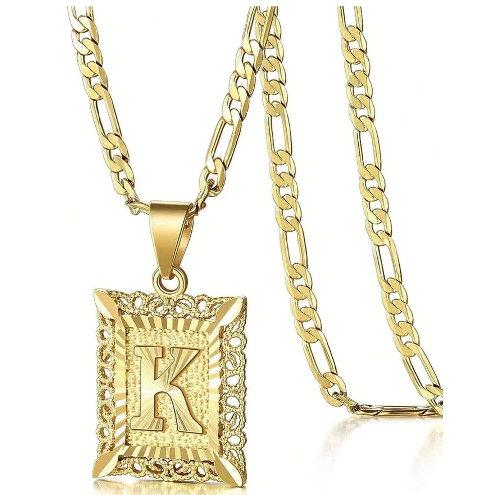 Square Letter Pendant Necklace