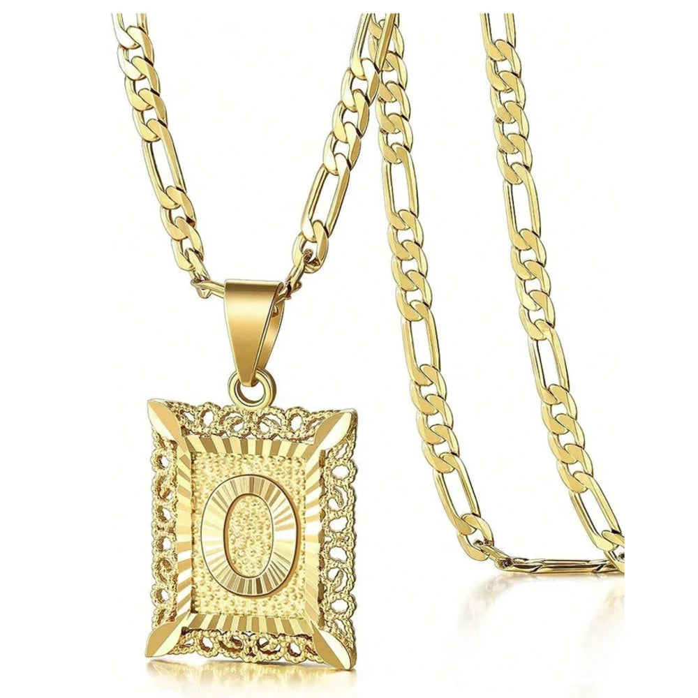 Square Letter Pendant Necklace