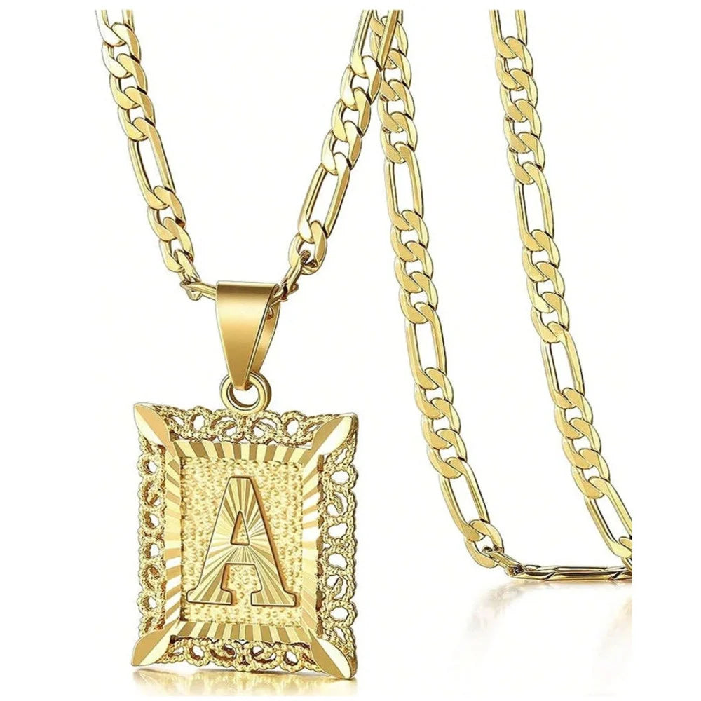 Square Letter Pendant Necklace