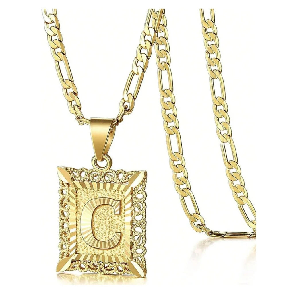 Square Letter Pendant Necklace