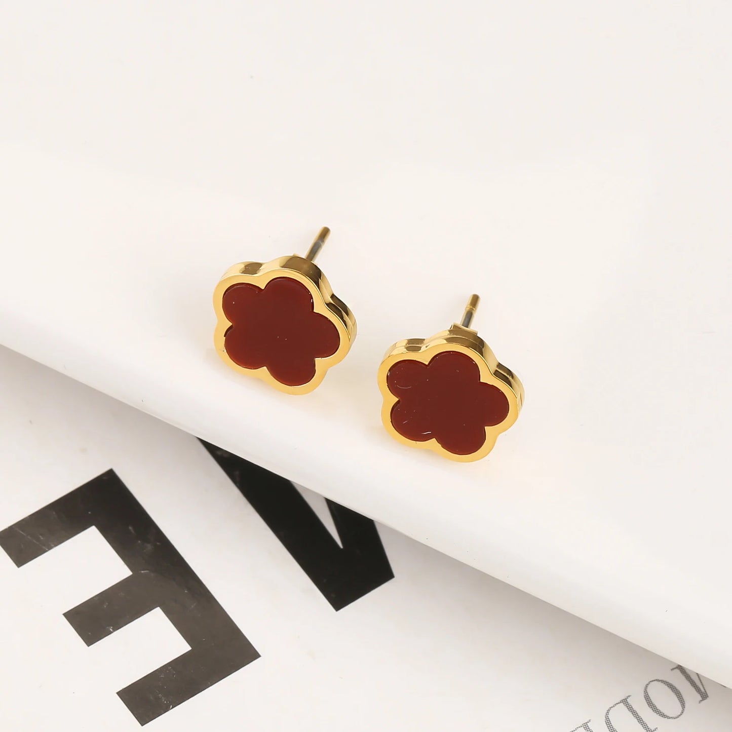 Five Leaf Flower Pendant Earrings