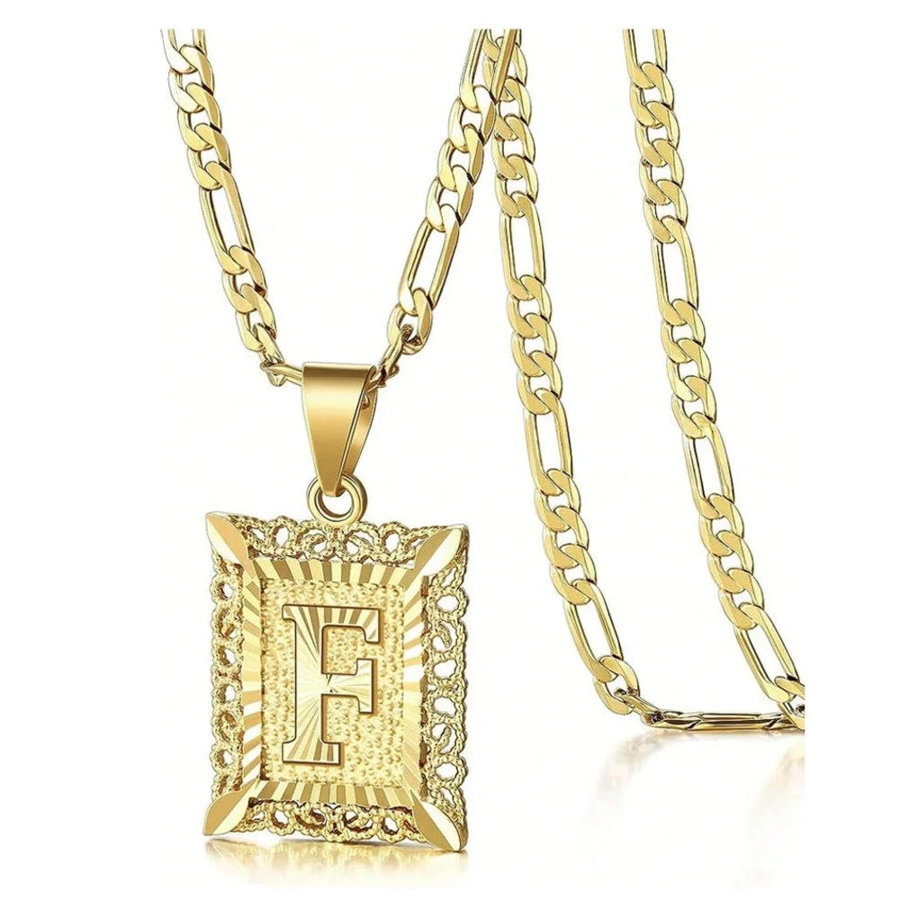 Square Letter Pendant Necklace