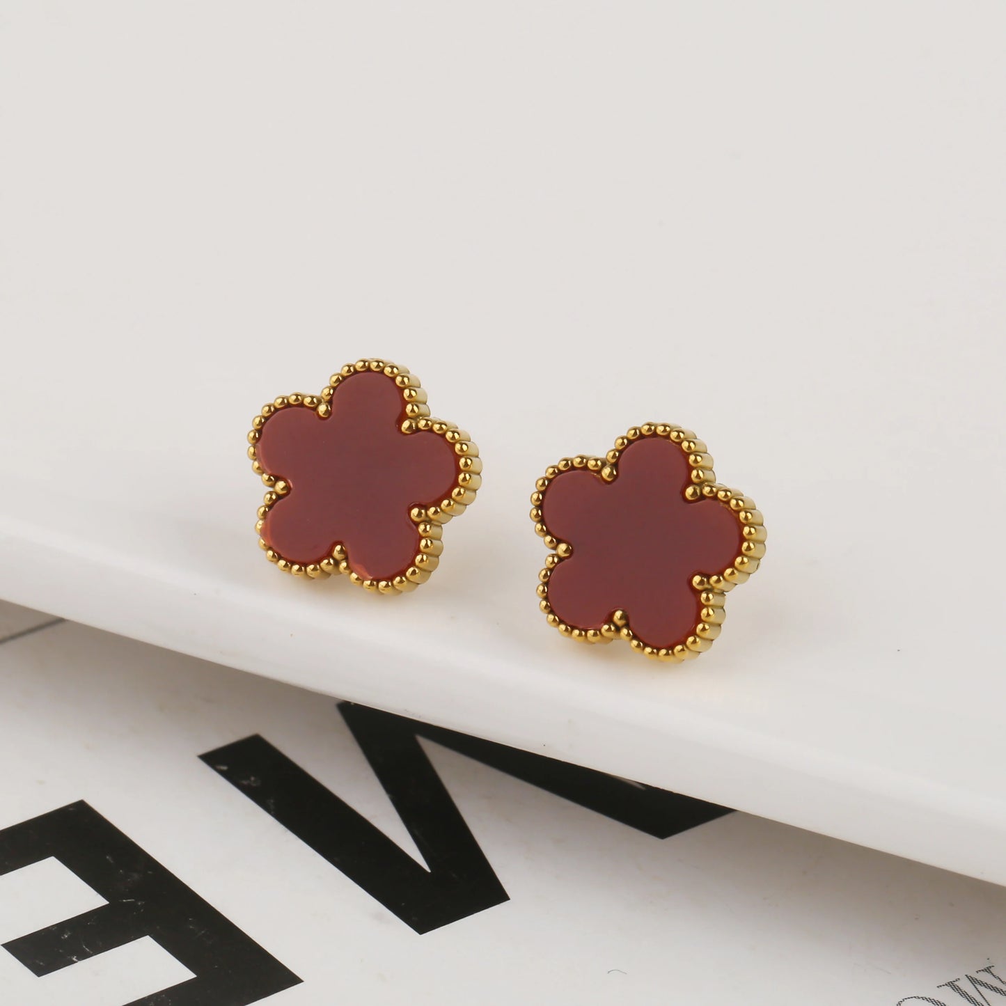 Five Leaf Flower Pendant Earrings