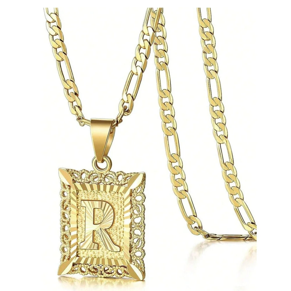 Square Letter Pendant Necklace