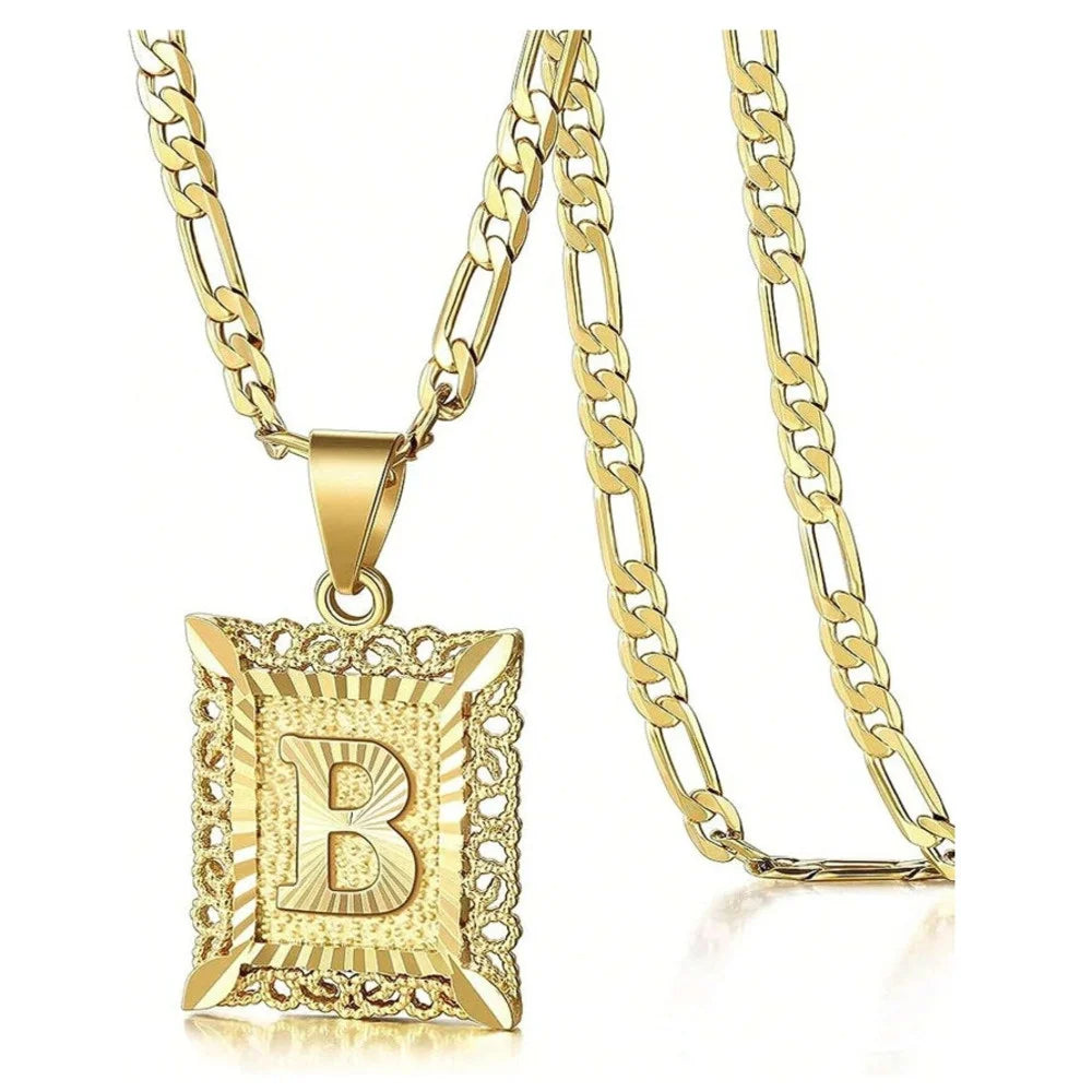 Square Letter Pendant Necklace