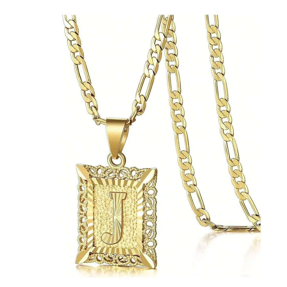 Square Letter Pendant Necklace