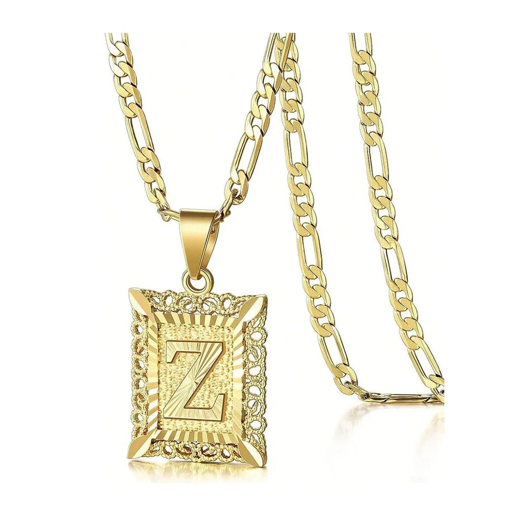 Square Letter Pendant Necklace