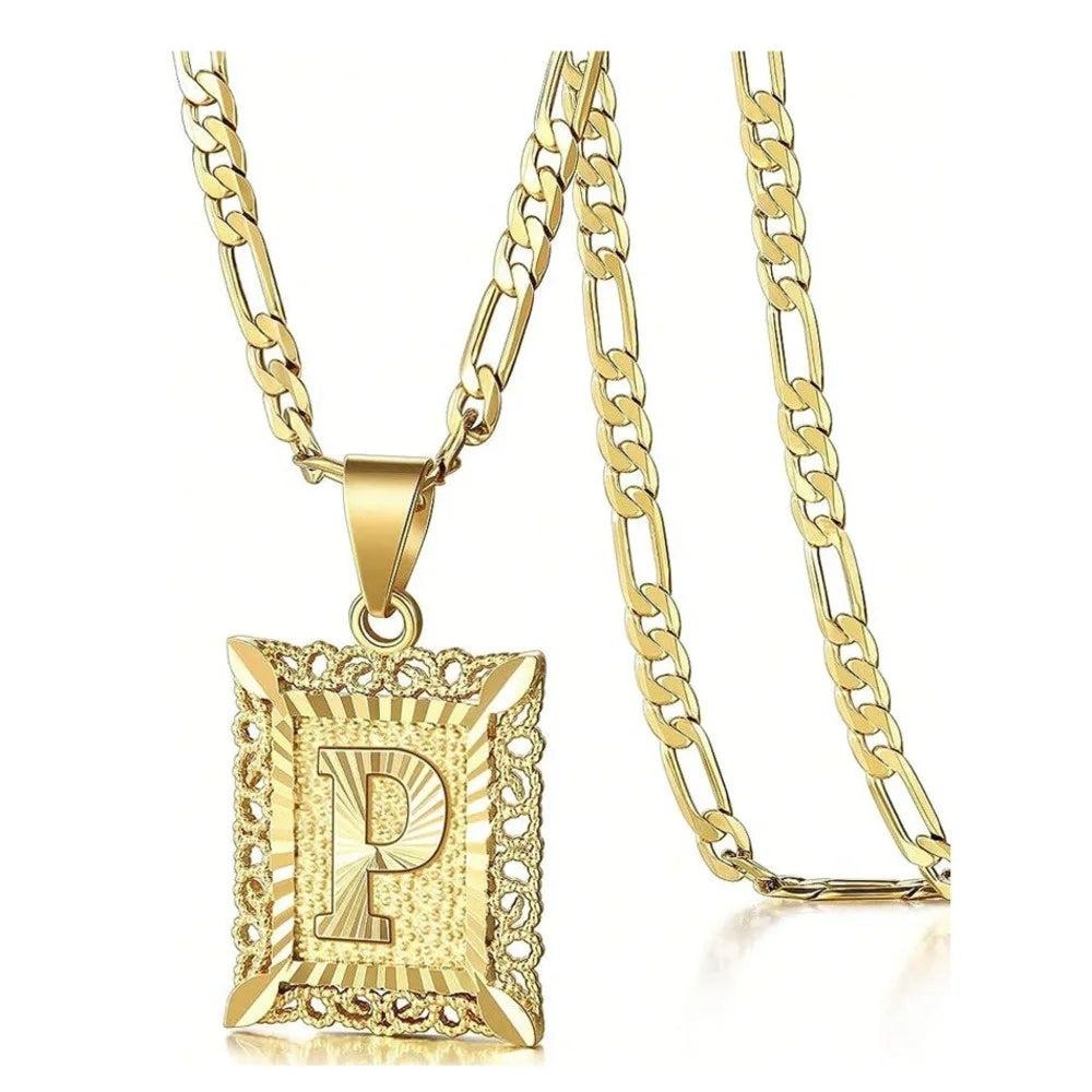 Square Letter Pendant Necklace