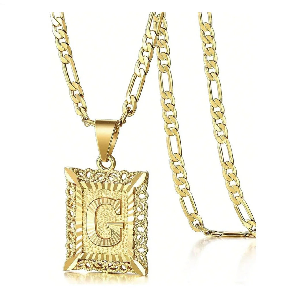 Square Letter Pendant Necklace