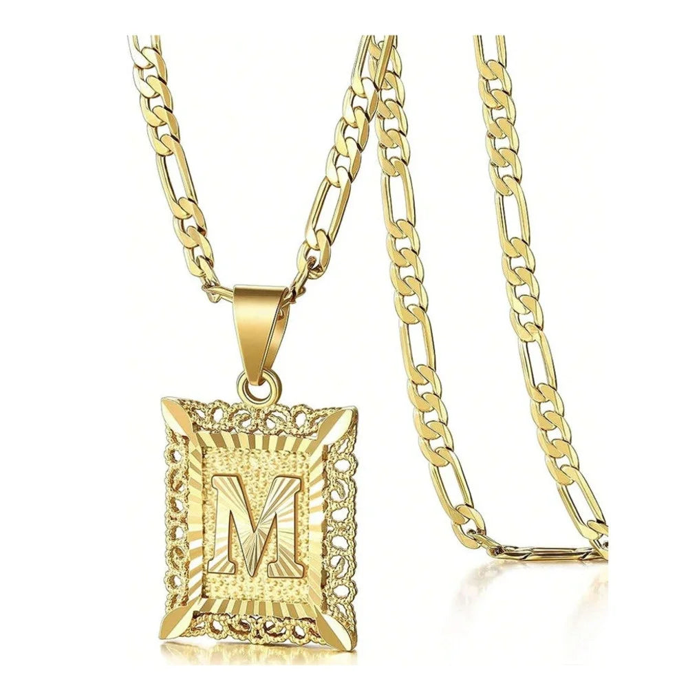 Square Letter Pendant Necklace