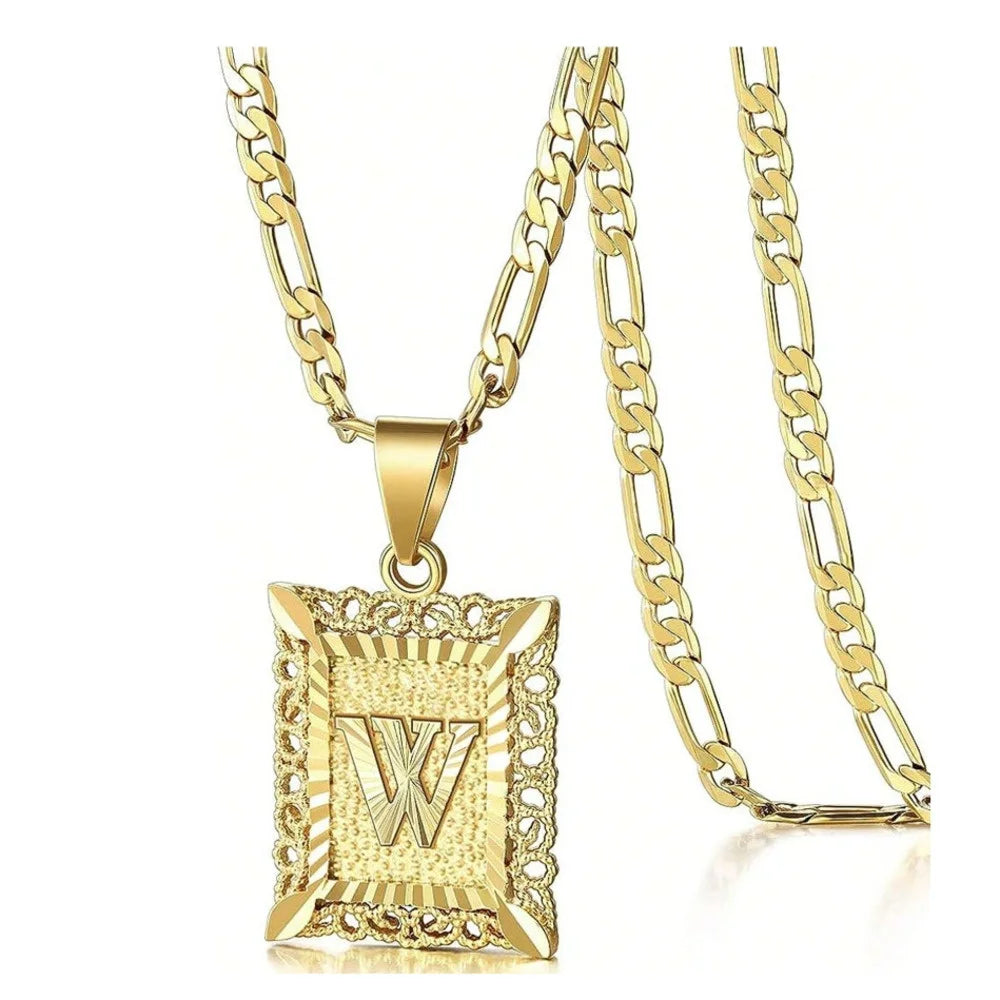Square Letter Pendant Necklace