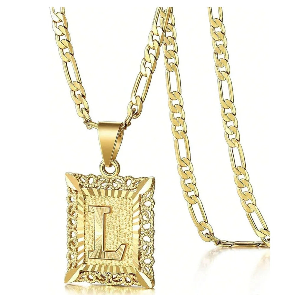 Square Letter Pendant Necklace