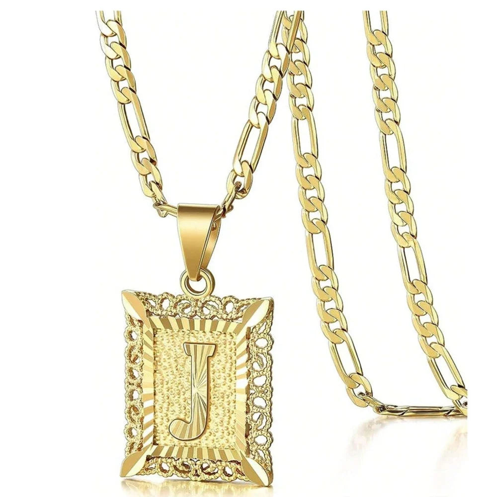 Square Letter Pendant Necklace