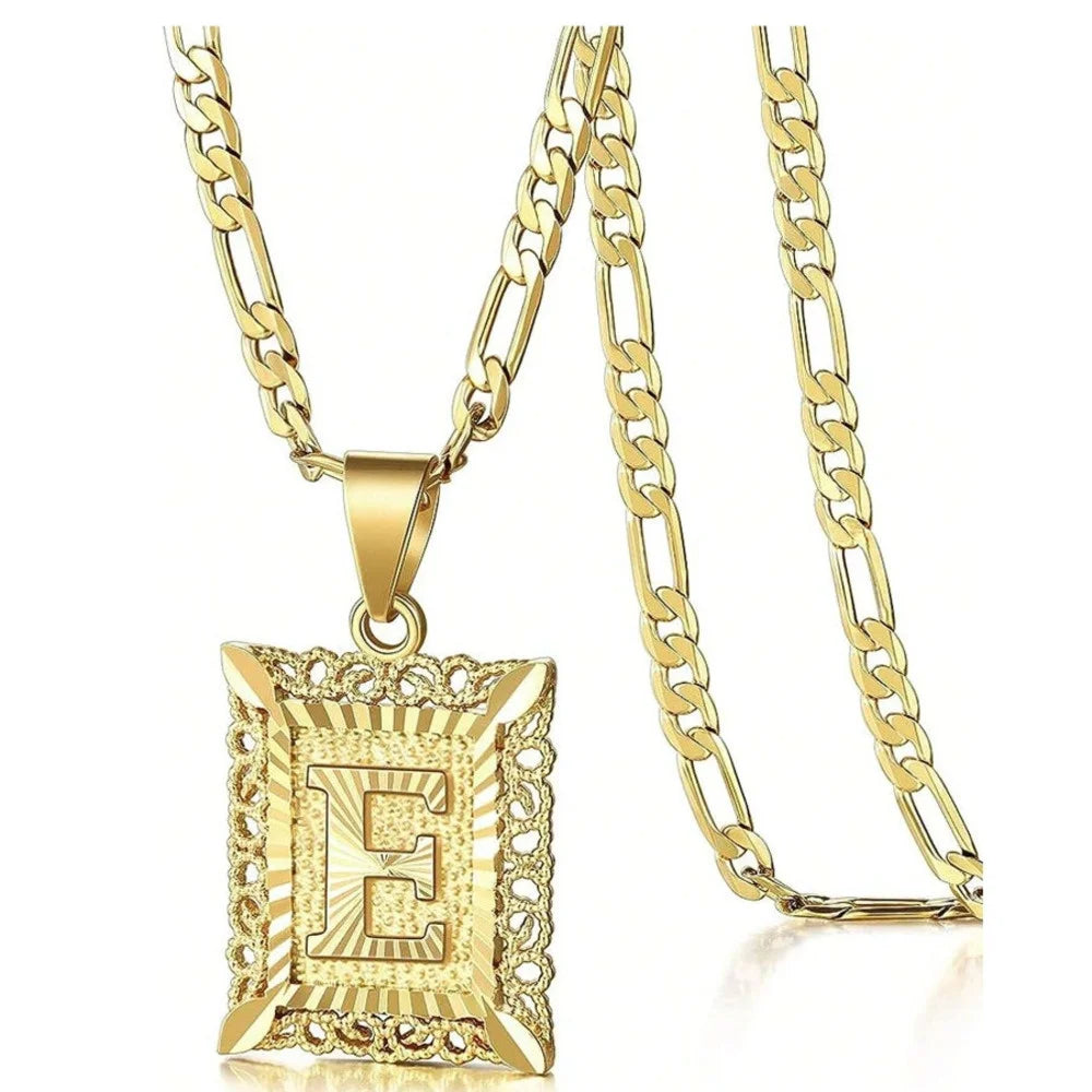 Square Letter Pendant Necklace