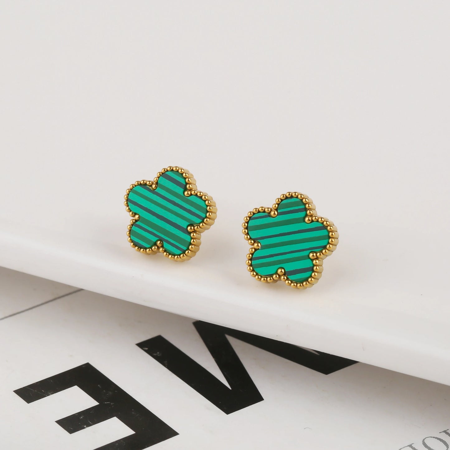 Five Leaf Flower Pendant Earrings