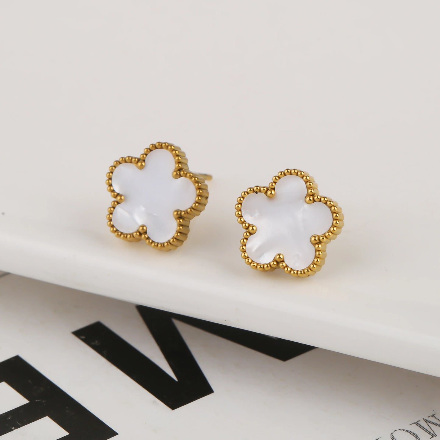 Five Leaf Flower Pendant Earrings